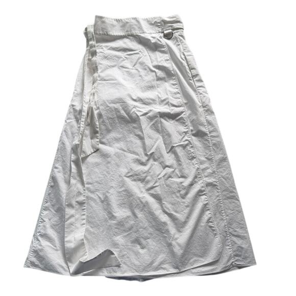 Tibi Eco Poplin Back Wrap Skirt White Size 2 Organic Cotton Midi Lightweight - Picture 3 of 9